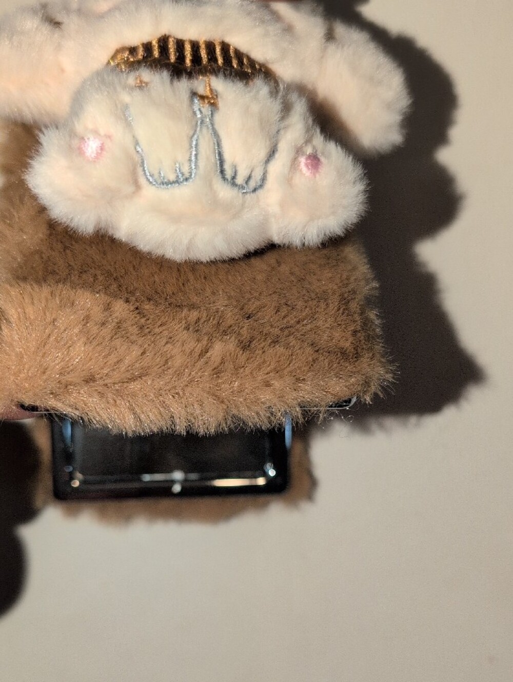 Plush Dog With Glasses  Keychain Bag Charm Mirror - Cream & Brown - Picture 6 of 8